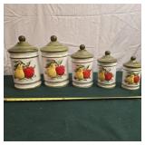 Vintage 5 jar set apple/pear canister set