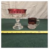 Indiana Kings Crown Ruby Red Thumbprint Pedestal