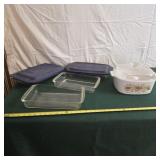 Casserole dishes including Pyrex, corning ware