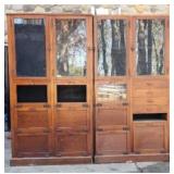 2pc.  Oak Pharmaceutical Front Cabinets 88Tx 48" W