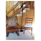 Rattan Back Rocking Chair, floor lamp , chair