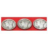 2-1940 Mercury Dime & 1-1943-D Mercury Dime