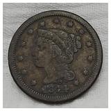 1844 Braided hair liberty head Large one cent