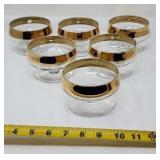 Vintage Clear Gold Rim Glass Set of Fruit Dessert