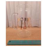 Pyrex Keys Gold Embossed Glass Pitcher