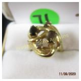 LADIES 14K GOLD GEMSTONE RING. SIZE 7