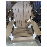 Barnwood Light Brown & White Poly Adirondack Chair