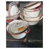 Asmt of  Red/White Enamel Ware Pots/Pans