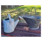 Galvanized Water Can & Ash/Coal Scuttle