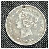 1891 Silver Canadian 5 Cents