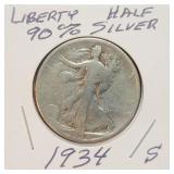 1934-S Walking Liberty Silver Half Dollar