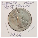 1918 Walking Liberty Silver Half Dollar