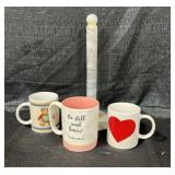 Paper towel holder and mugs