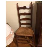 Armless Ladder Back, Wicker Woven Rush Seat Chair