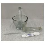 Vintage Clear Glass Mortar & Pestle