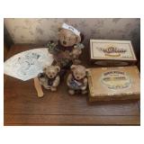 Bears tea set, cigar boxes