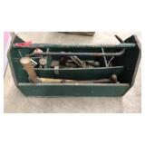 WOOD PAINTED TOOL BOX W ASST HAND TOOLS