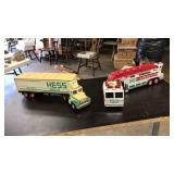 2 HESS TRUCKS: FIRE TRUCK AND GASOLINE SEMI