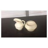 BELLEEK CREMER AND SUGAR BOWL