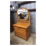 ANTIQUE OAK DRESSER WITH MIRROR