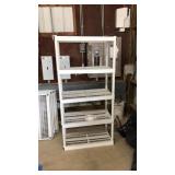 2, 5 TIER PLASTIC SHELVING UNITS, WITH POLES