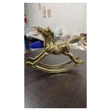 SOLID BRASS ROCKING HORSE FIGURINE