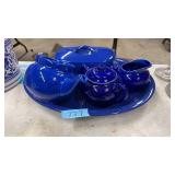 LOT OF BLUE SERVING WARE