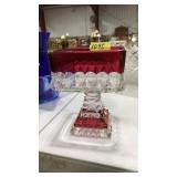 CRANBERRY & CLEAR GLASS CANDY DISH