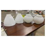 4 MILK GLASS LAMP SHADES