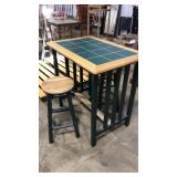 TILE TOP TABLE W/ 2 STOOLS