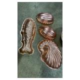 BOX OF COPPER TIN MOLDS