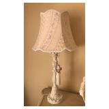 CREAM ENAMEL TABLE LAMP W/ SHADE