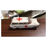 VINTAGE TIN TOY FRICTION AMBULANCE