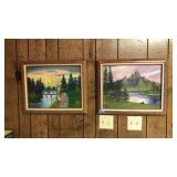 PAIR OF HAND PAINTED LANDSCAPE SCENES