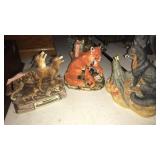 3 ANIMAL DECANTERS, FOX, WOLF ETC