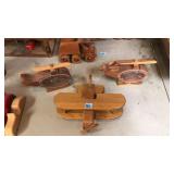 2 HELICOPTER BANKS & AIR PLANE WOOD CARVED TOY