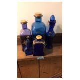 ASSORTED COBALT BLUE BOTTLES