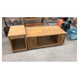 WOOD COFFEE TABLE AND SIDE TABLE