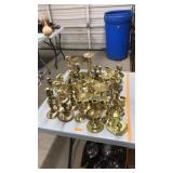 LARGE LOT OF BRASS CANDLESTICKS