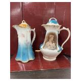 2 PC. HAND PAINTED PORCELAIN TEA POTS