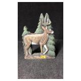 WOOD CARVED HAND PAINTED DEER DECOR