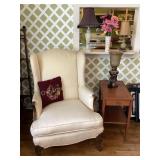 High Back Chair, End Table & 4 Lamps