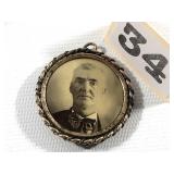 Antique Victorian Man Photo Pin Brooch 1898