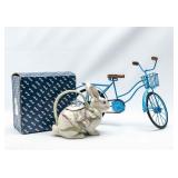 Fitz & Floyd Bunny Teapot & Decorative Bicycle