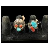 Two Sterling and Turquoise Navajo Rings