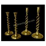 2 Pairs Brass Barley Twist Candlesticks