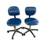 Pair of blue office chairs