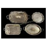 4 Silverplate Serving Trays