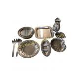 Nine pieces of pewter serving ware