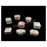 Eight Limoge Porcelain Trinket Boxes